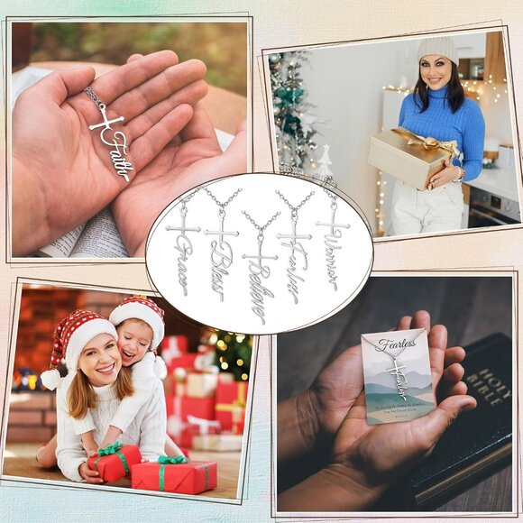 Bulk Christian Faith Cross Necklaces Set with Bible Verse Cards for Women - Picture 3 of 7